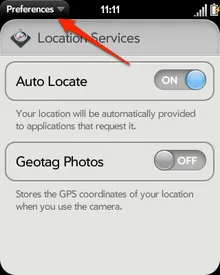 Preferences menu